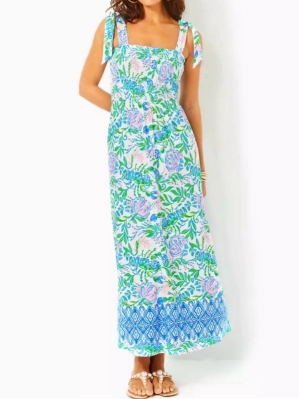 Lilly Pulitzer Kailua Smocked Maxi dress - Size L - NWT